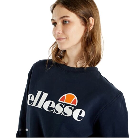 Ellesse Agata Sweatshirt Navy Crewneck Logo Print 90s Size XL - Picture 5 of 10